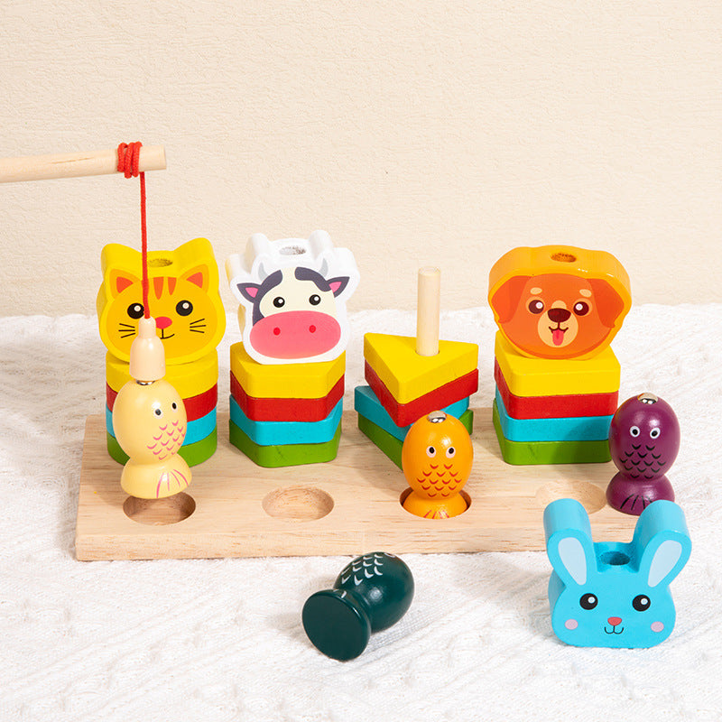 Wooden Shape Sorter and Fishing Game