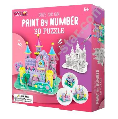 3D Paint by Number Castle Puzzle - DIY Craft Kit