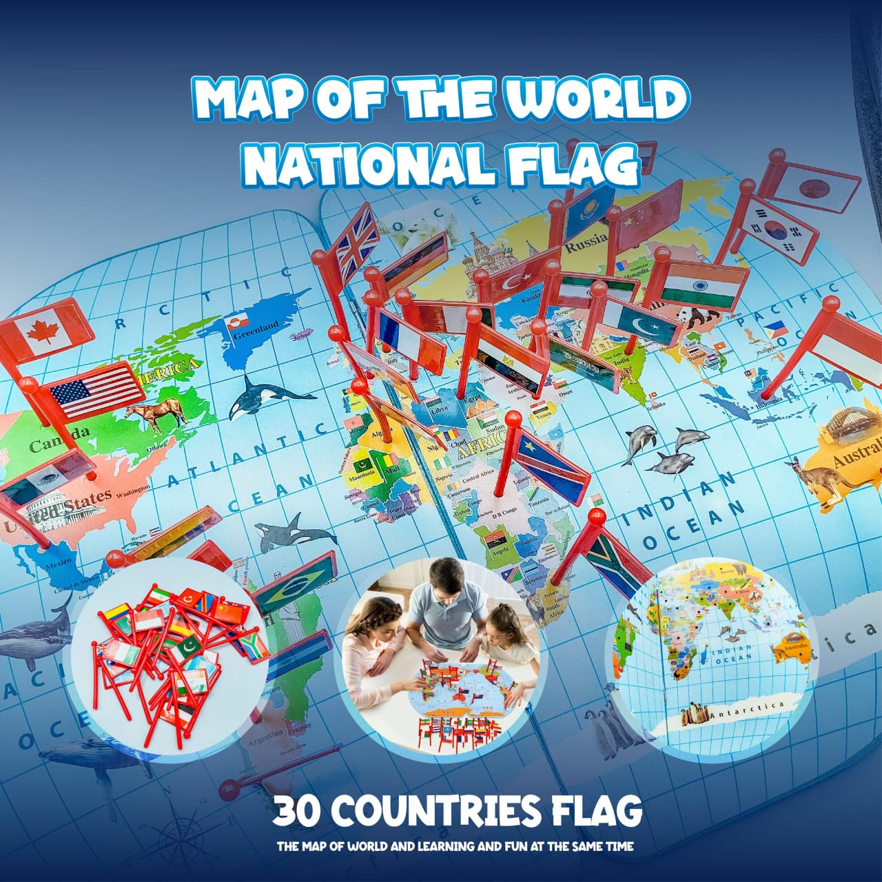 World Map with National Flags