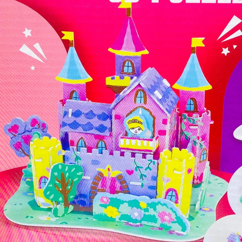 3D Paint by Number Castle Puzzle - DIY Craft Kit